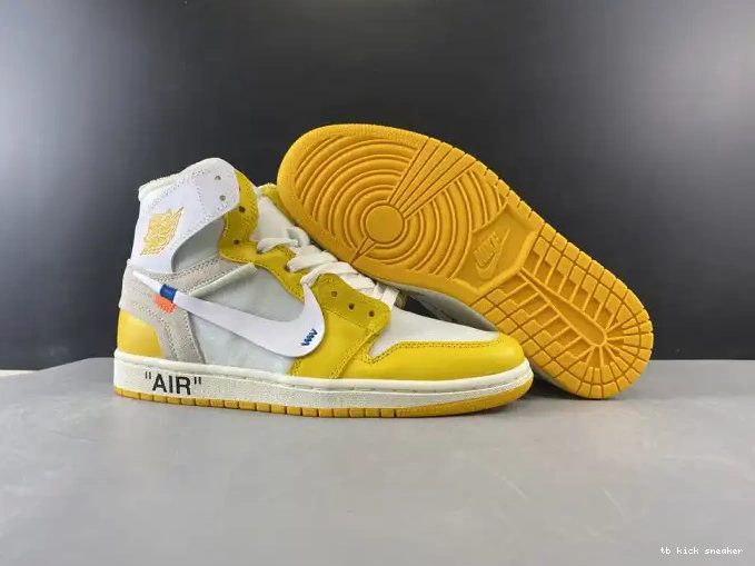 Reps TBK x Powder Air White Yellow-Cone Dark 1 NRG AQ0818-149 Off-White Jordan 0405